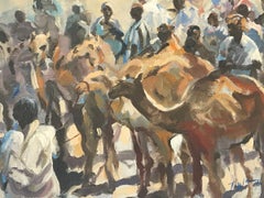 Trevor Waugh, Market in Morocco, Original Oil Painting, , Contemporary Art