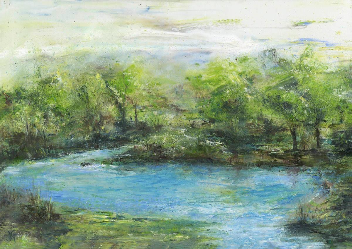 Janette George Landscape Painting - Rio Celeste – Costa Rica BY JANETTE GEORGE, Contemporary Original Painting
