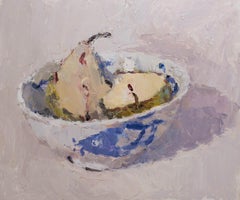 Pear Halves in a Chinese Bowl 1 BY LYNNE CARTLIDGE,Original ContemporaryPainting