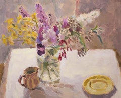 Buddleia with Yellow Flowers and Saucer BY LYNNE CARTLIDGE, Contemporary Art