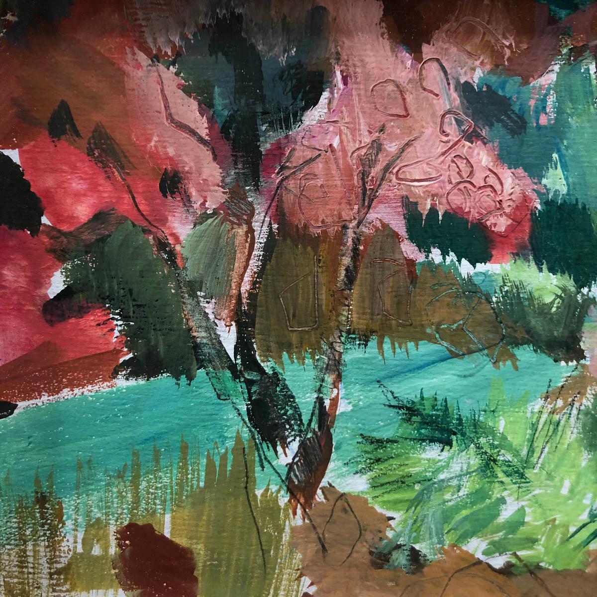 Jemma Powell, Ibiza Garden, Original Abstract Gouache Landscape Painting 6