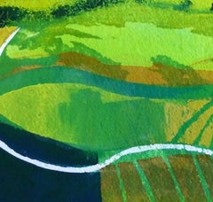 Frühlingsfelder von ANUK NAUMANN, Original-Landschaftsgemälde in Mischtechnik, im Angebot