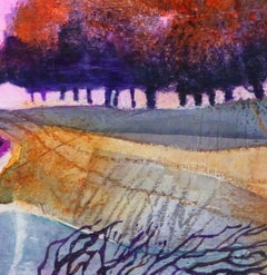 Sunset-Teich von ANUK NAUMANN, abstraktes Landschaftsgemälde, im Angebot