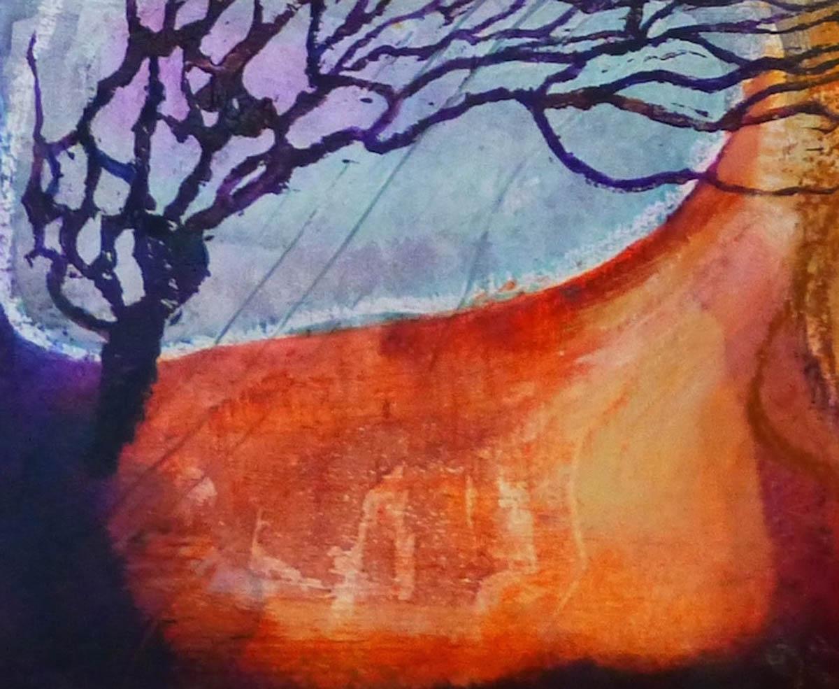 Sunset pond BY ANUK NAUMANN, Original Landscape Abstract Painting for Sale For Sale 2