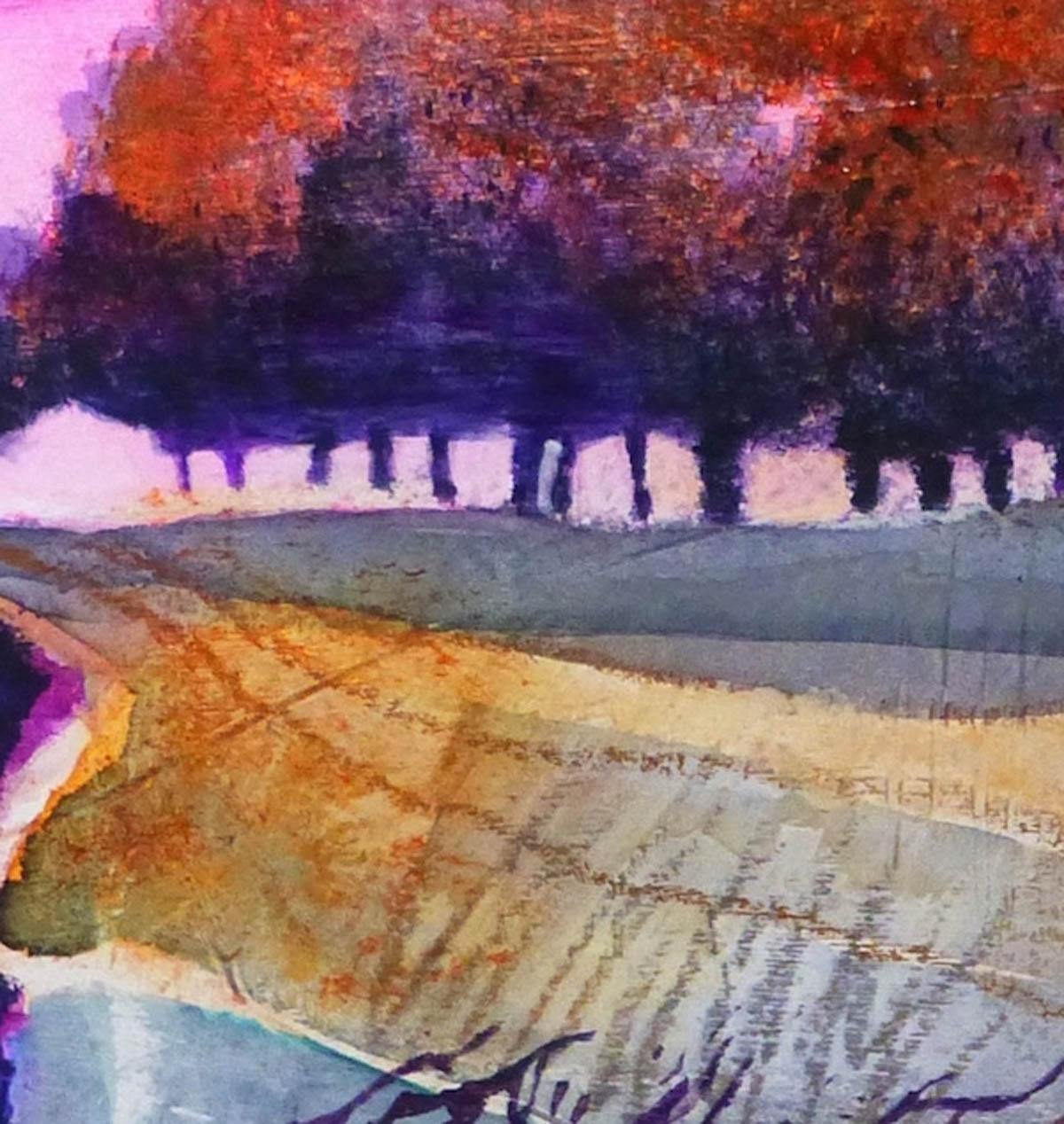 Sunset pond BY ANUK NAUMANN, Original Landscape Abstract Painting for Sale For Sale 3