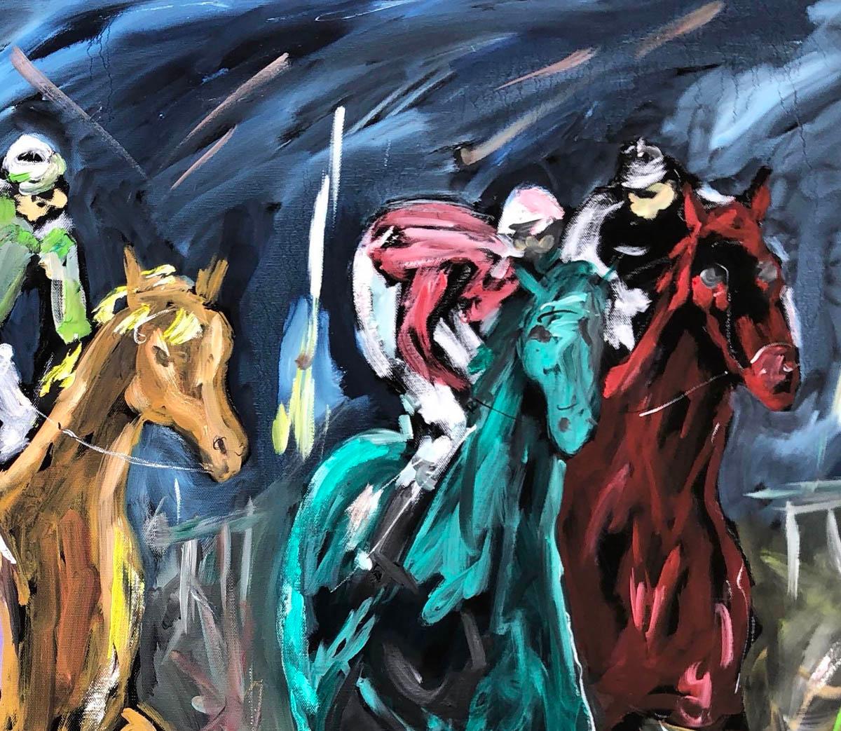 Garth Bayley, Chasing the Banker, Horse Art, Animal Art for Sale, Original Art For Sale 2