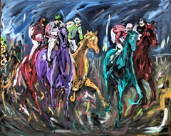 Garth Bayley, Chasing the Banker, Horse Art, Animal Art for Sale, Original Art