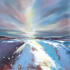 Adele Riley. Towards the sea lit-sky. Contemporary seascapes painting sunset art
