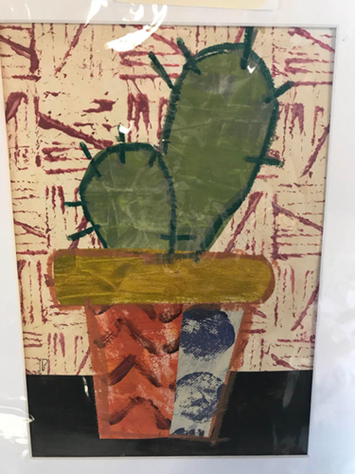 Cactus I BY JENNY BALMER, Pintura original en venta , Arte contemporáneo - Painting de Jenny Balmer