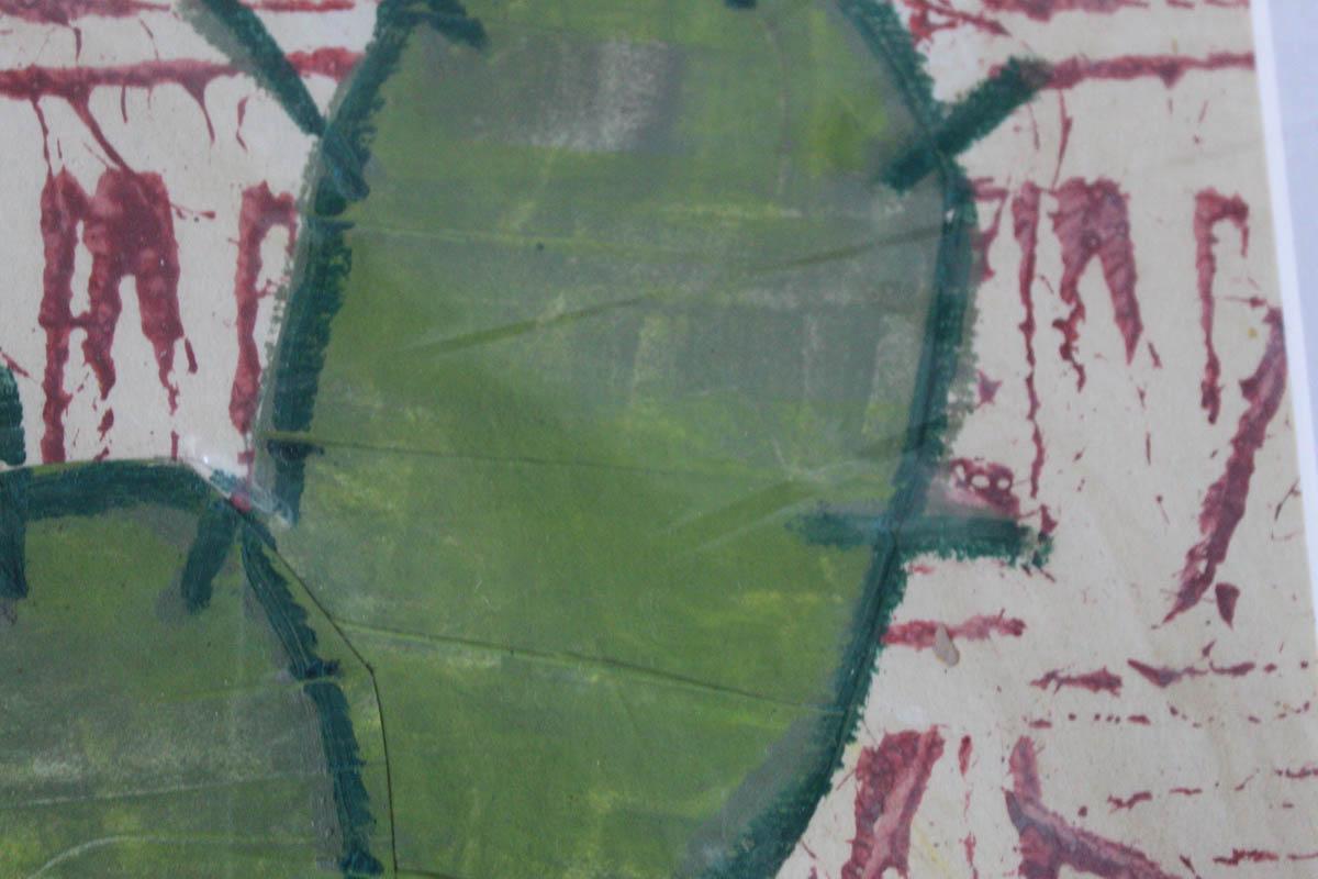 Cactus I BY JENNY BALMER, Pintura original en venta , Arte contemporáneo - Still-Life Painting Gris de Jenny Balmer