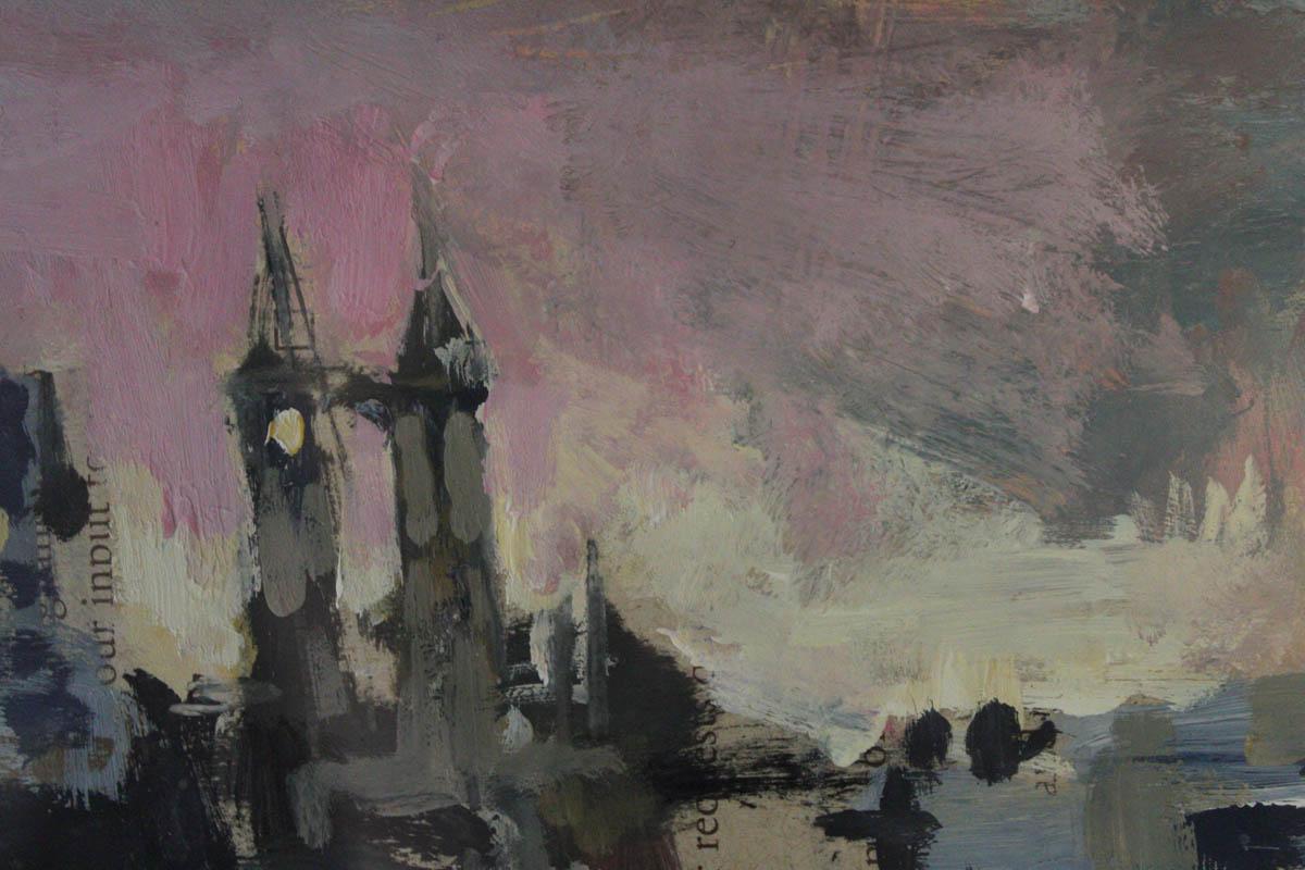 Jemma Powell
Manchester at Night
Original Oil Painting
Oil Paint on Card
Image Size: H 10cm x W 15cm x D 0.5cm
Framed Size: H 21cm x W 26cm x D 3.5cm
Sold Framed

Manchester at Night is an original gouache landscape painting by Jemma Powell. This