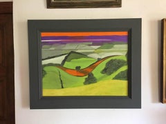 Early frost, Severn Vale BY CHRISTO SHARPE, Abstract Landscape Art, Naive Art