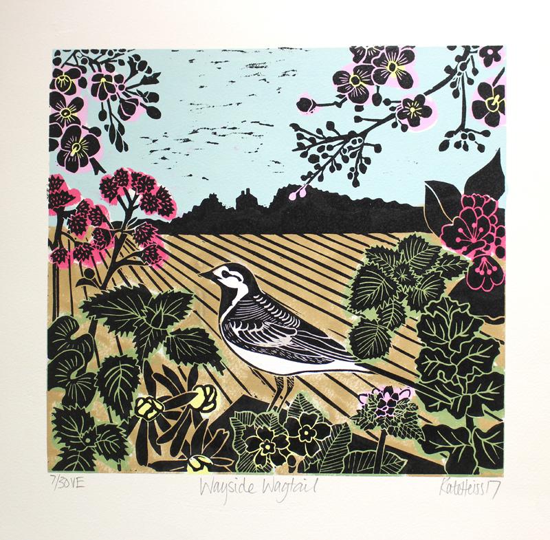 Kate Heiss Print - Wayside Wagtail BY KATE HEISS, Landscape Art, Nature Art