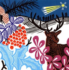 'Starlight Stag' by Kate Heiss, Winter, Starlight, berries, nature, landscape