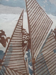 « Going About » de John Scott Martin, voile, bateau, paysage marin, linogravure