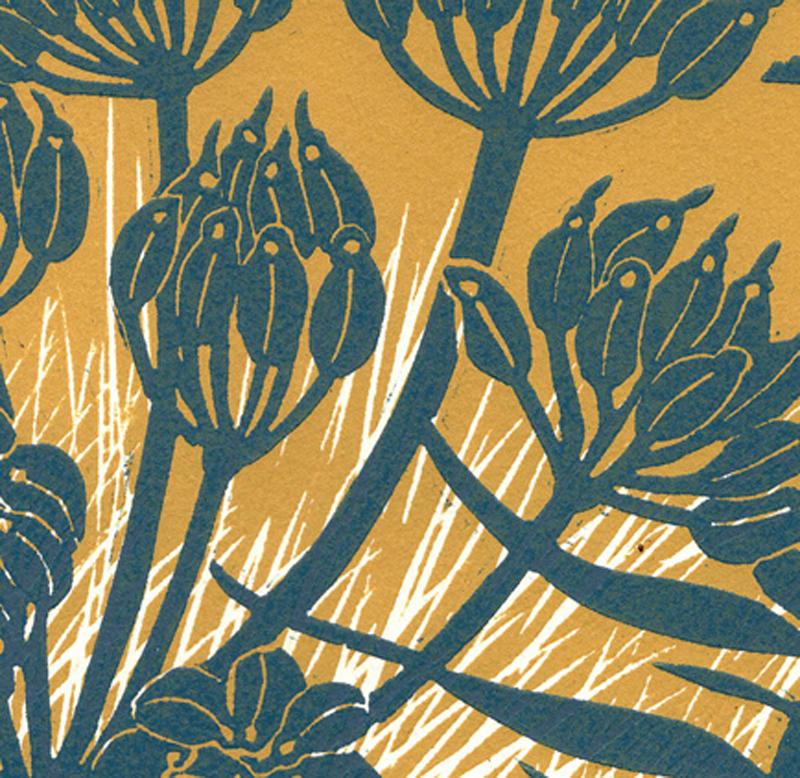 Geese Over the Marsh by Kate Heiss, Linocut print, nature, bird, contemporary 1