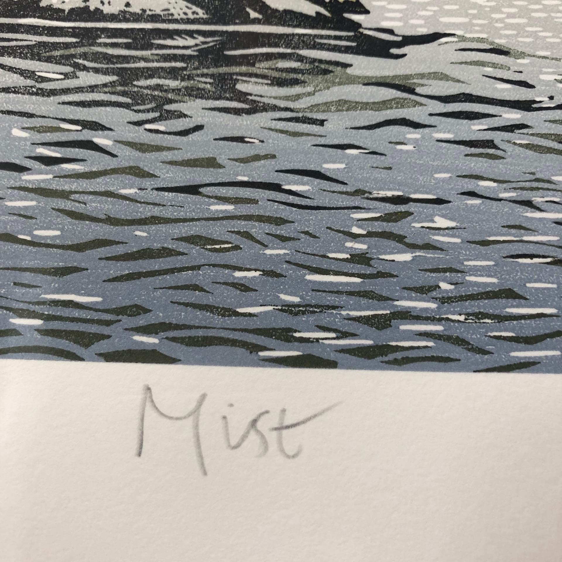 Ian Phillips
Mist
Limited Edition Linocut Print on Paper
Edition of 11
Image Size: H 38cm x W 51cm
Sheet Size: H 40.5m x W 64cm x D 0.01cm
Sold Unframed
Free Shipping

Mist is a limited edition seascape print by Ian Phillips. The blue, grey, green