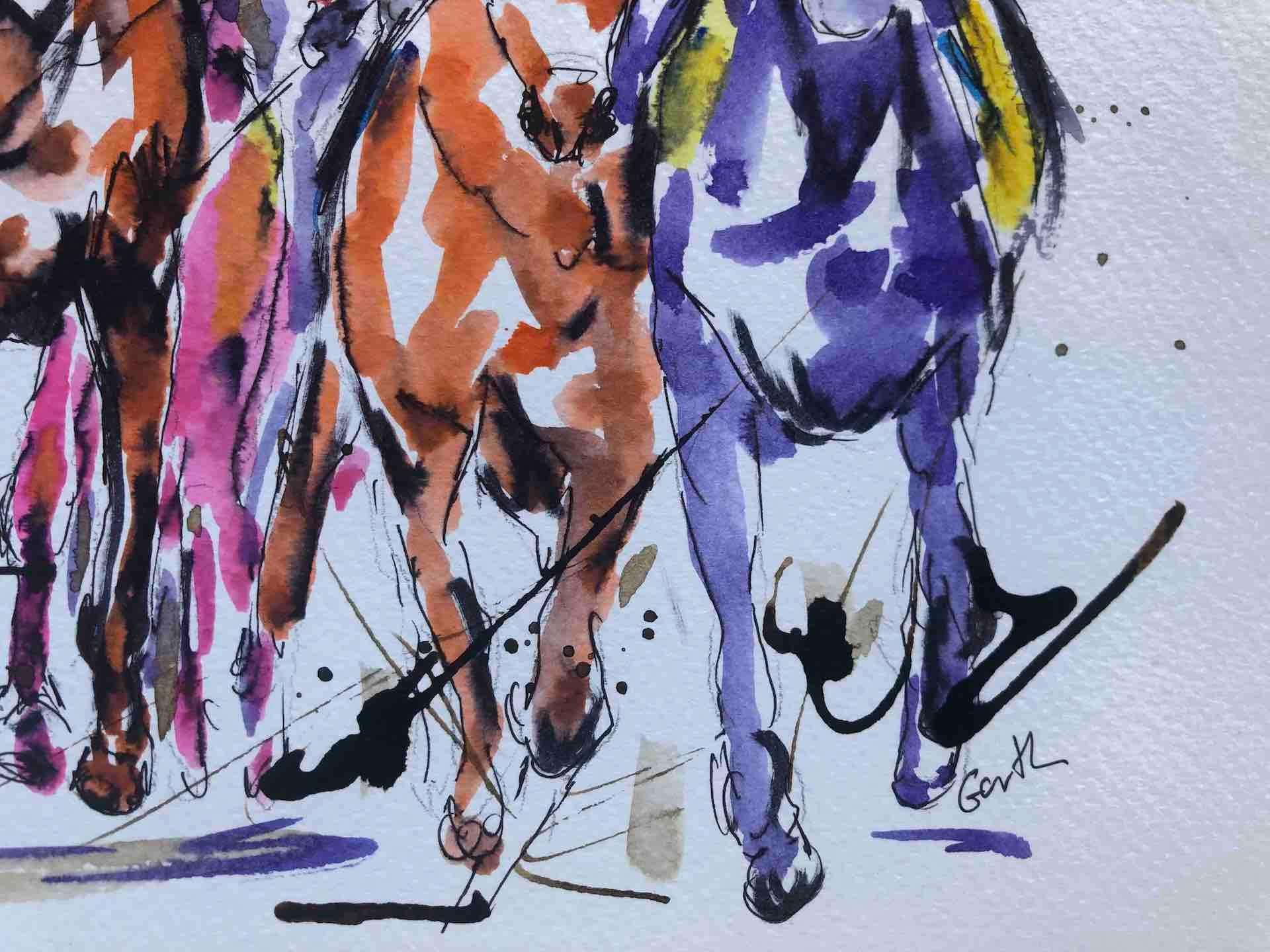 Sprinting Ahead Garth Bayley Horse racing art, Equine Art, Affordable Bright Art For Sale 2