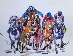 Sprinting Ahead Garth Bayley Horse racing art, art d'équitation, art de l'équitation, art abordable