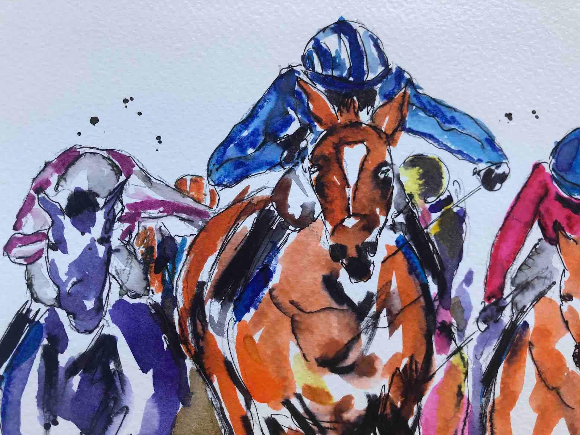 Sprinting Ahead Garth Bayley Horse racing art, Equine Art, Affordable Bright Art For Sale 3
