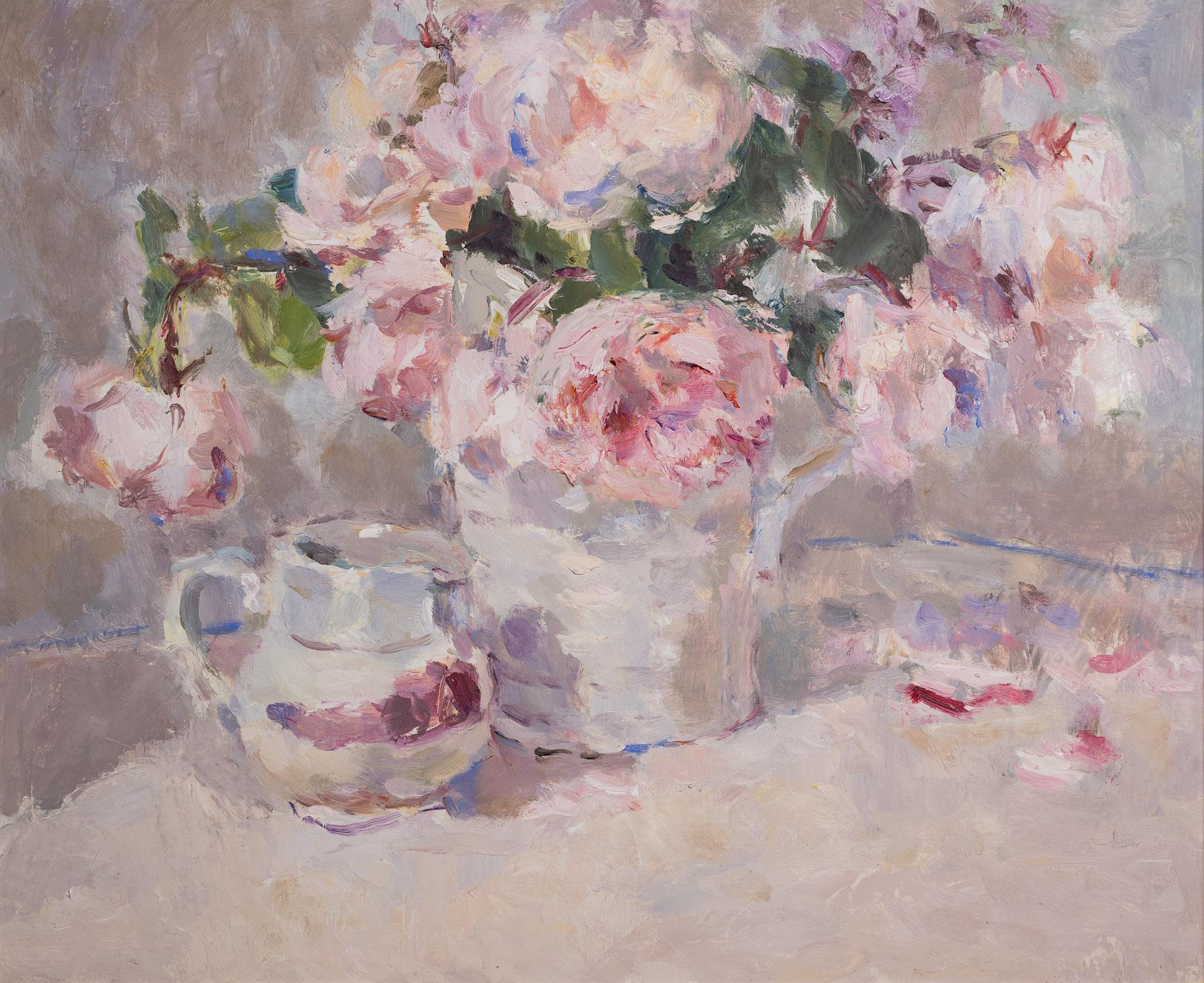 Lynne Cartlidge Still-Life Painting - Spring Roses BY LYNNE CARTLIDGE, Flower Art, Affordable Original Painting