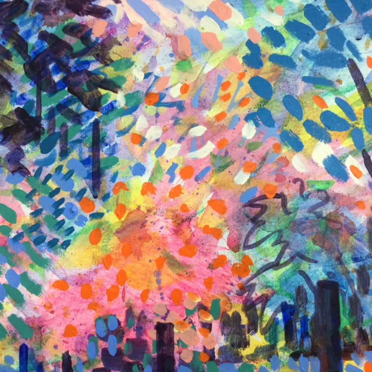 Giardino del Devon, Quadro originale di Rosemary Farrer, Pittura astratta di paesaggio in vendita 5