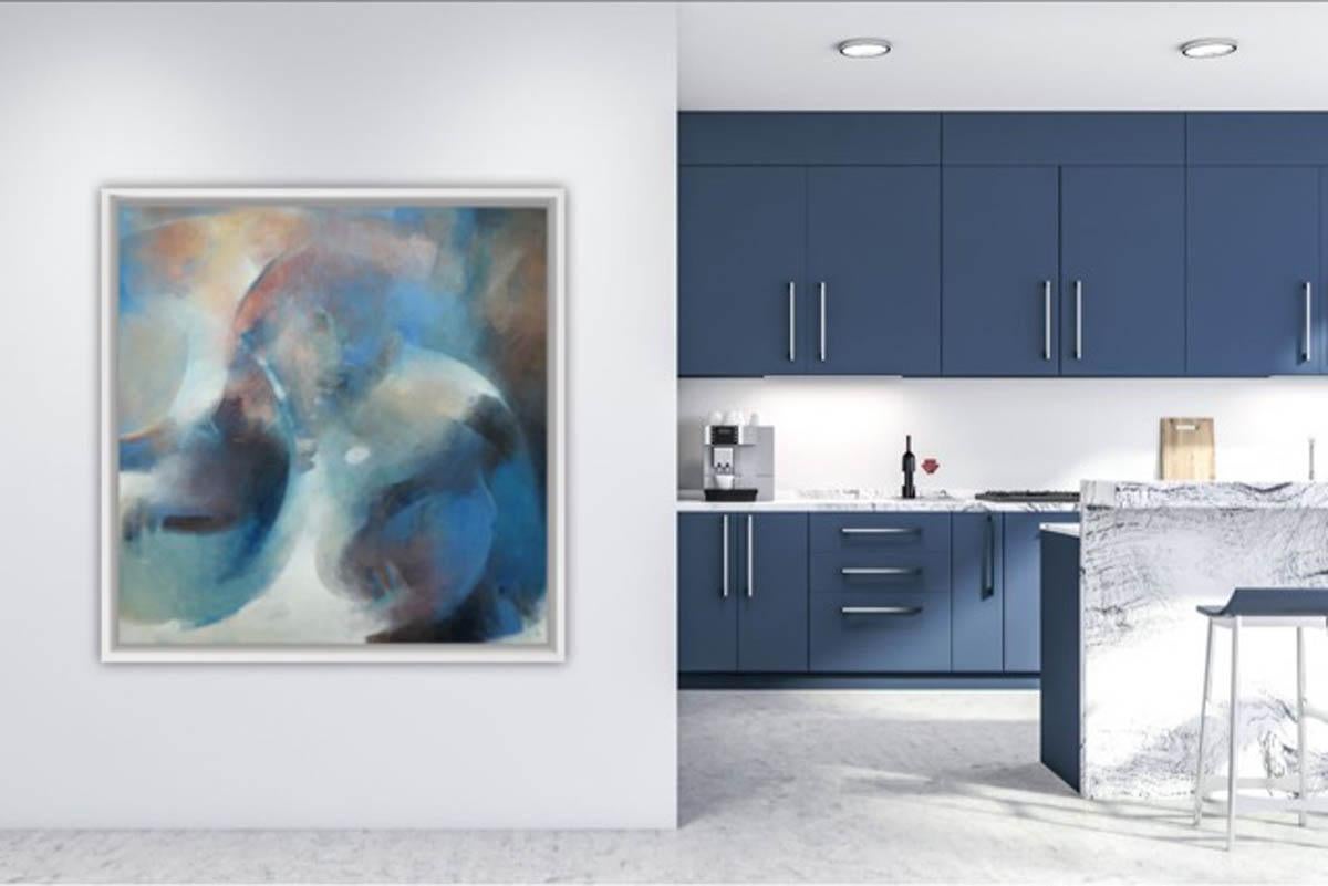 Mersey Bottom BY Jo Jenkins & Jenkins, Arte blu, Pittura contemporanea originale, BrightArt in vendita 4
