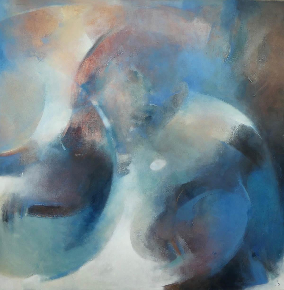Jo Jenkins Abstract Painting - Mersey Bottom BY JO JENKINS, Blue Art, Original Contemporary Painting, BrightArt