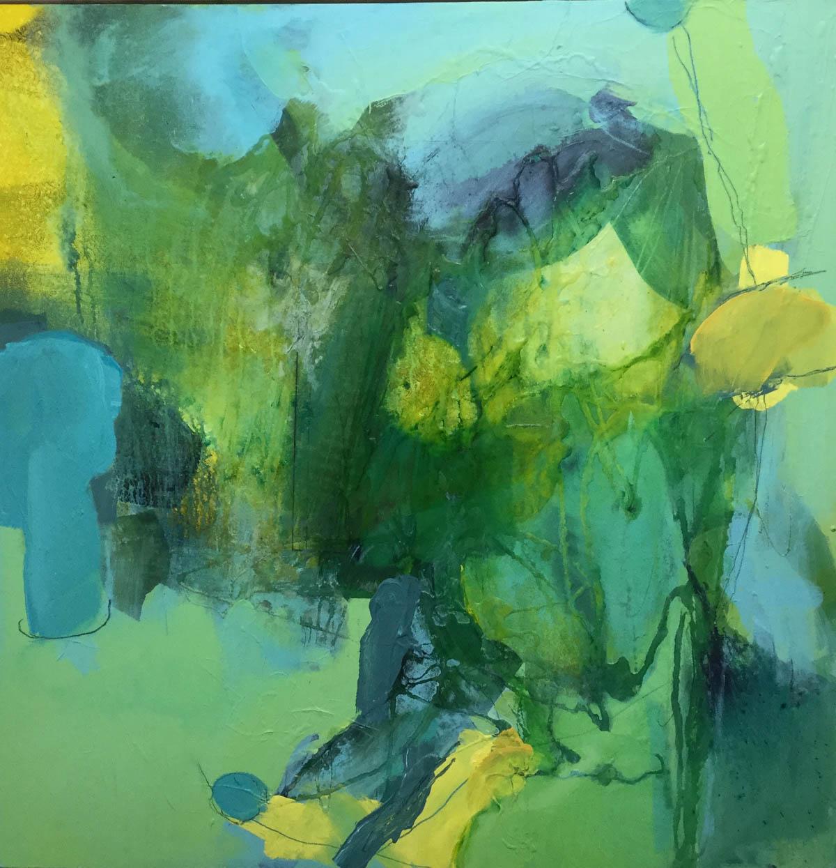 And it Rained, Annie Coxey, Green Art, Bright Art, Contemporary Abstract Art