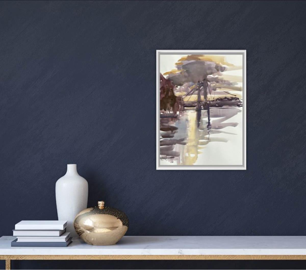 Rosie Copeland, coucher de soleil, Albert Bridge, peinture de paysage originale, abordable  en vente 1