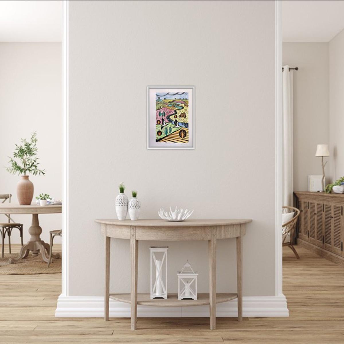 Joanna Padfield, oiseau d'oie du Canada, gravure de Linocut, Art brillant, paysage contemporain en vente 6