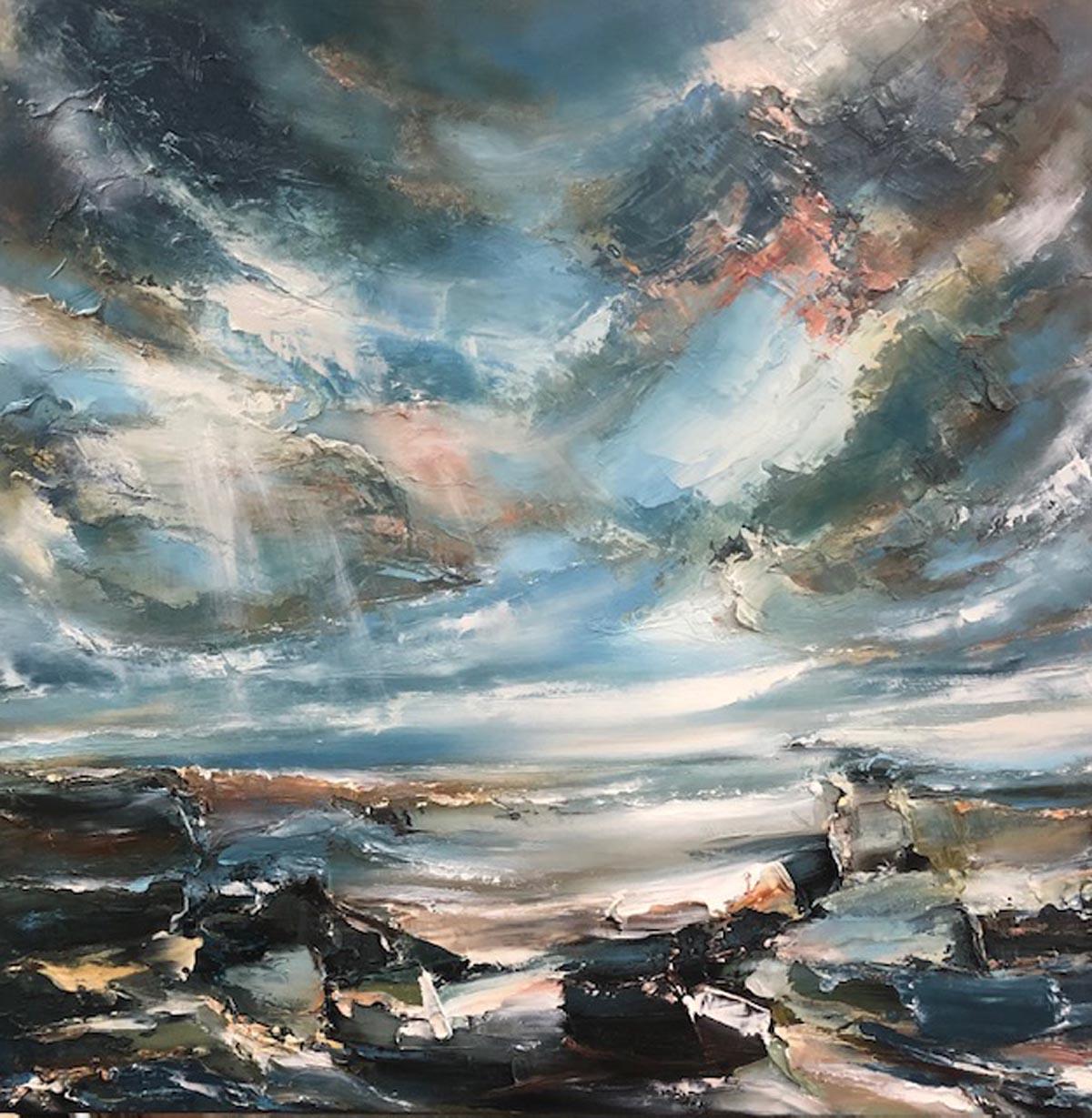 Helen Howells
Northwest
Original Oil Painting on Canvas
Oil Paint on Canvas
Canvas size: H 91cm x W 91cm x D 3.5cm
Sold Unframed
(Please note that in situ images are purely an indication of how a piece may look.)

Northwest is an original seascape