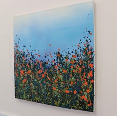 Orange Poppies BY SOPHIE BERGER, Bright Art, Abstract Landscape Painting