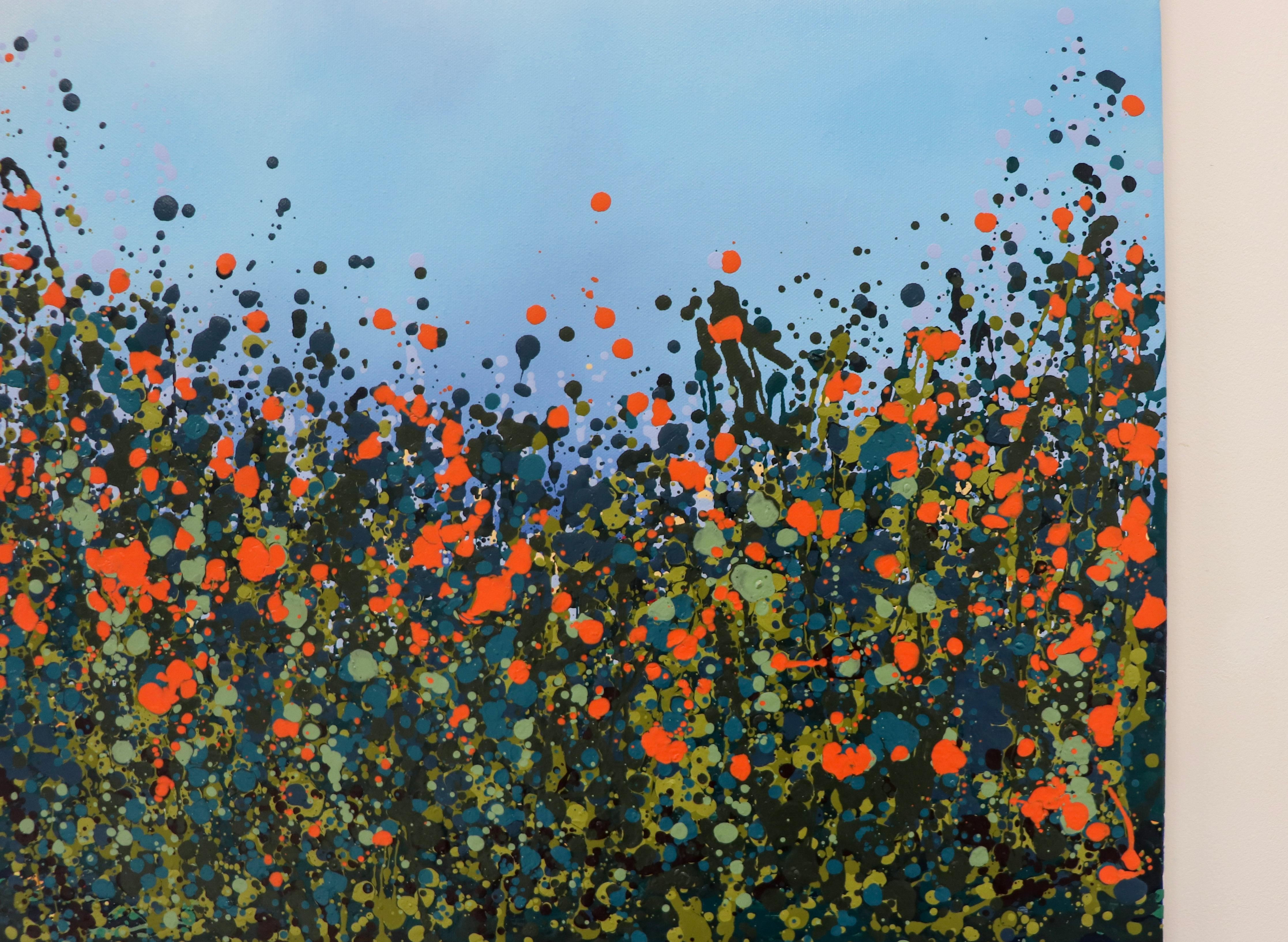 Orange Poppies BY SOPHIE BERGER, Bright Art, Abstract Landscape Painting For Sale 1