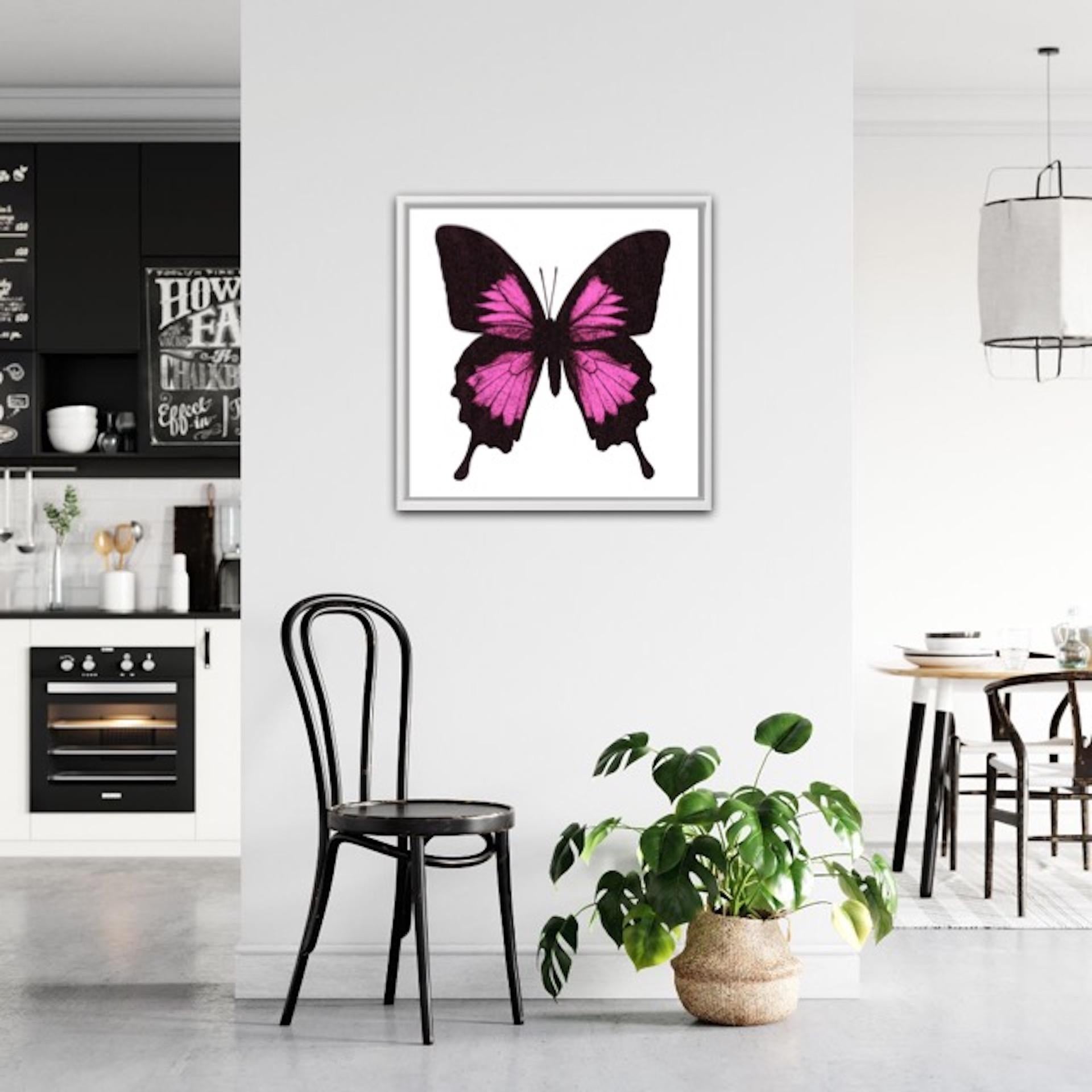 Claire Robinson, Papillio Ulysses - Neon Pink, Bright Art, Animal Art, Butterfly 4