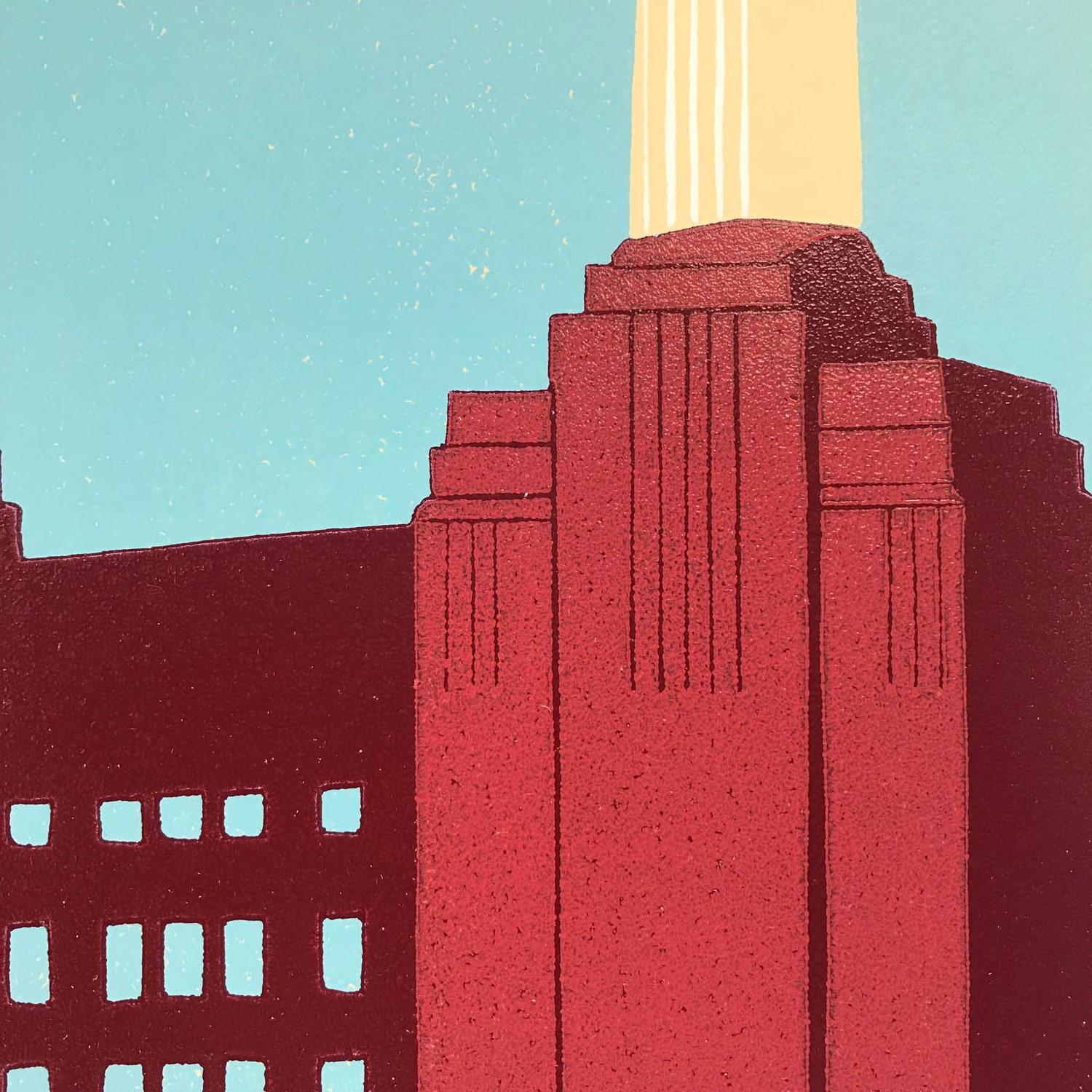 Jennie Ing, Red Battersea Powerstation III, Architectural Prints, Cityscape Art For Sale 3