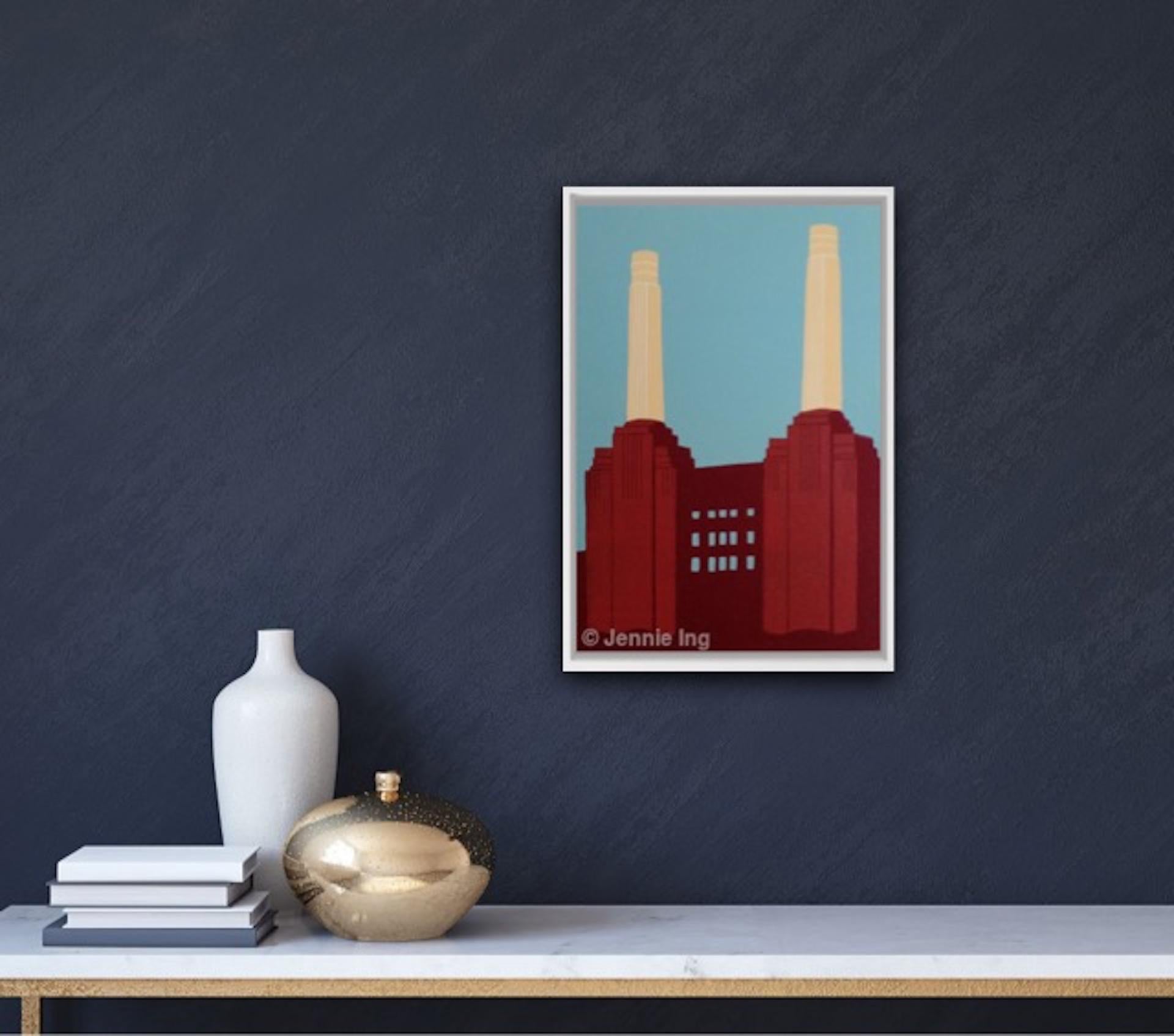Jennie Ing, Red Battersea Powerstation III, Architectural Prints, Cityscape Art For Sale 4