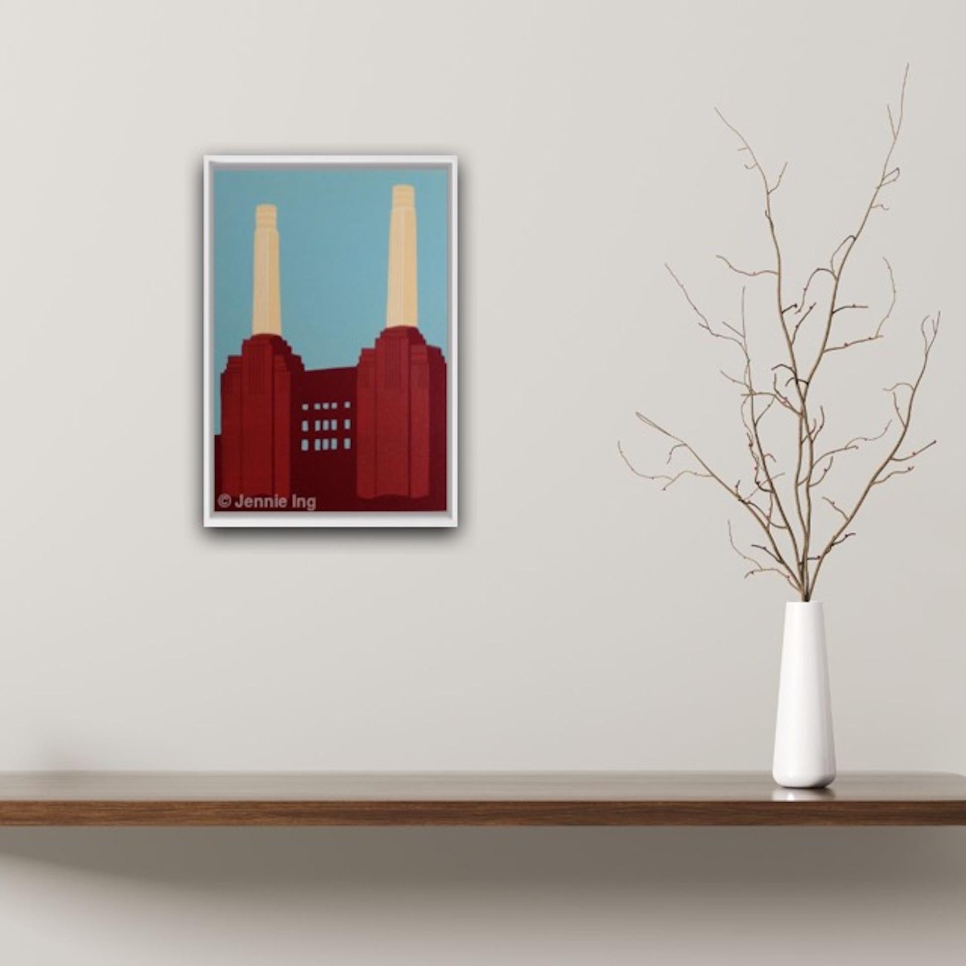 Jennie Ing, Red Battersea Powerstation III, Architectural Prints, Cityscape Art For Sale 5