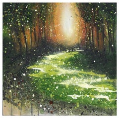 Burning Sun, Adele Riley, Original Landscape Painting, British Art, Green Art