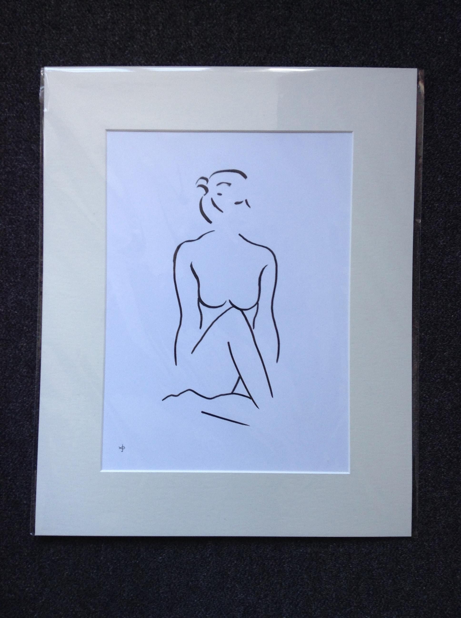 Nude Drawing from Series 7 No.2D BY DAVID JONES, Minimalist Figurative Drawing - Print by David Jones