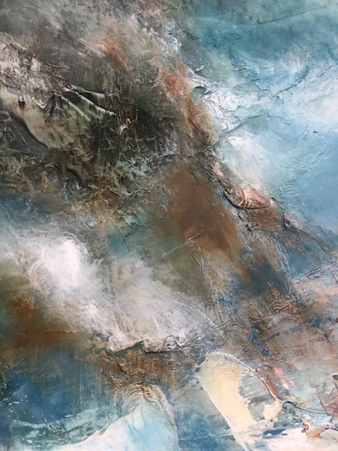 Gathering Storm, Helen Howells, Original Seascape Painting, Blue Art, Textured For Sale 2