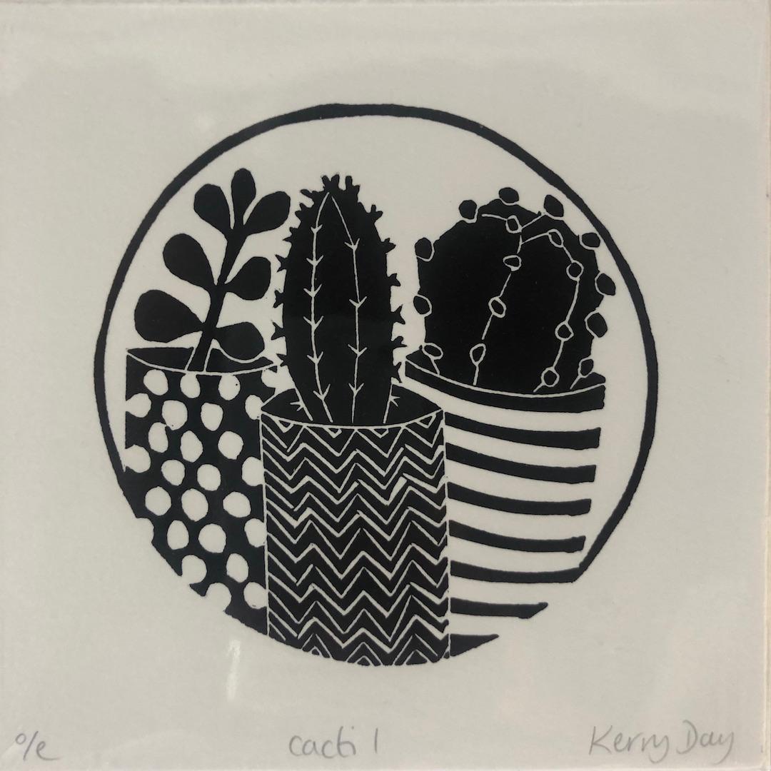 Kerry Day Still-Life Print - Cacti 1, Mini Prints for Sale, Cactus Art, Contemporary Flower Art