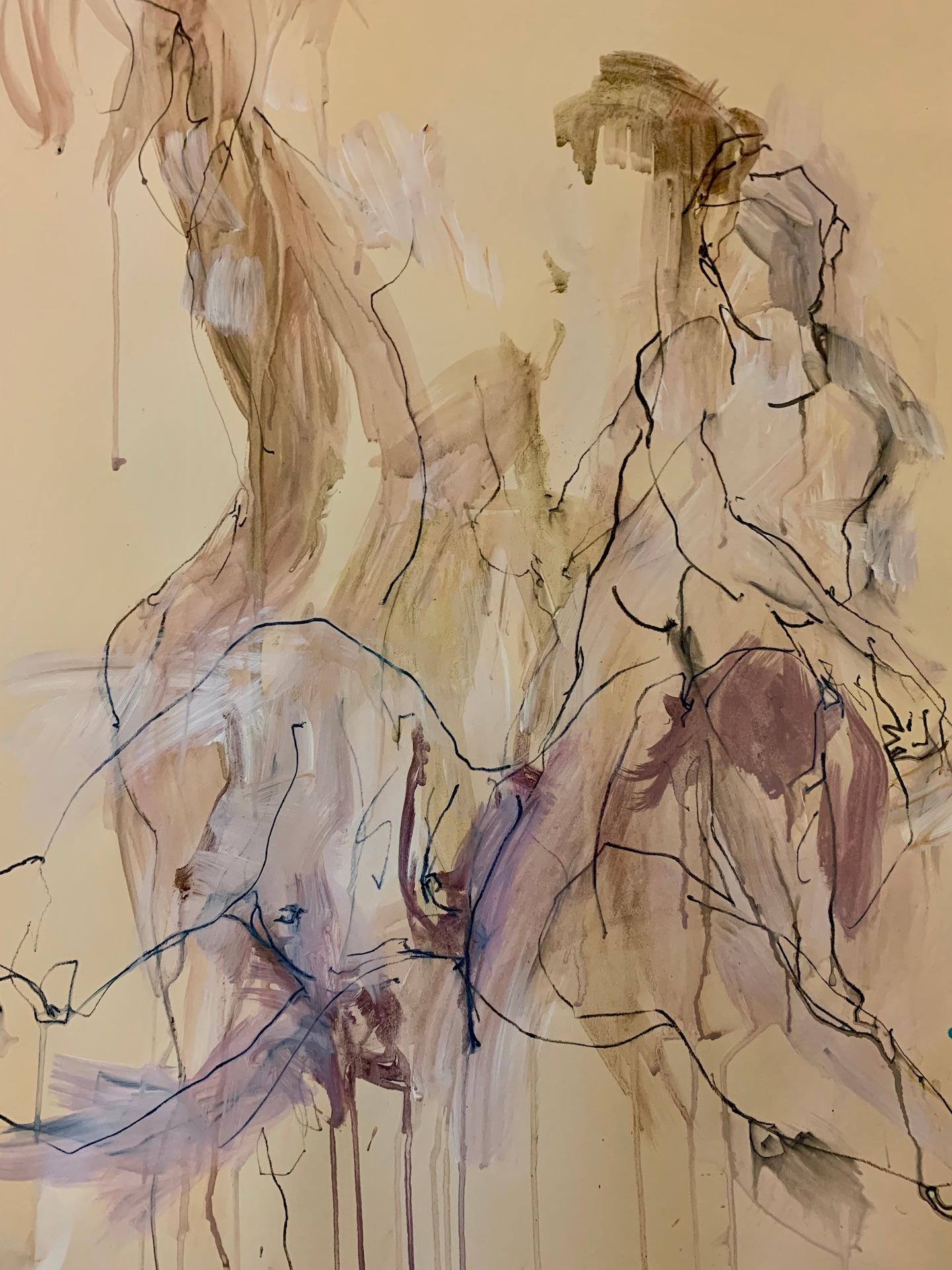 Sophie in 3 Poses, Judith Brenner, Contemporary Nude Painting, Affordable Art 1