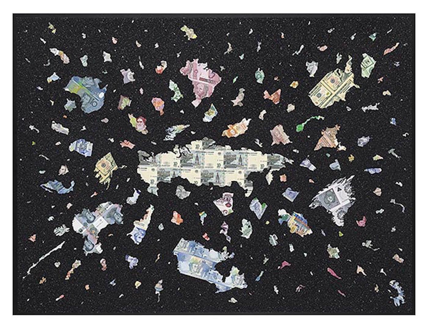Justine Smith Print - A Bigger Bang Black Diamond Dust, Contemporary Map Art, Diamond Dust Art