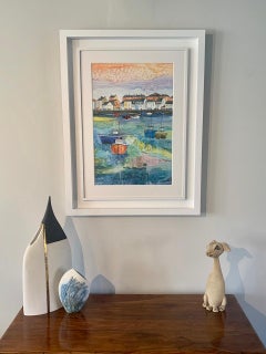 Anya Simmons, Puerto de Weymouth, Arte original de barcos, Pinturas brillantes de Devonshire