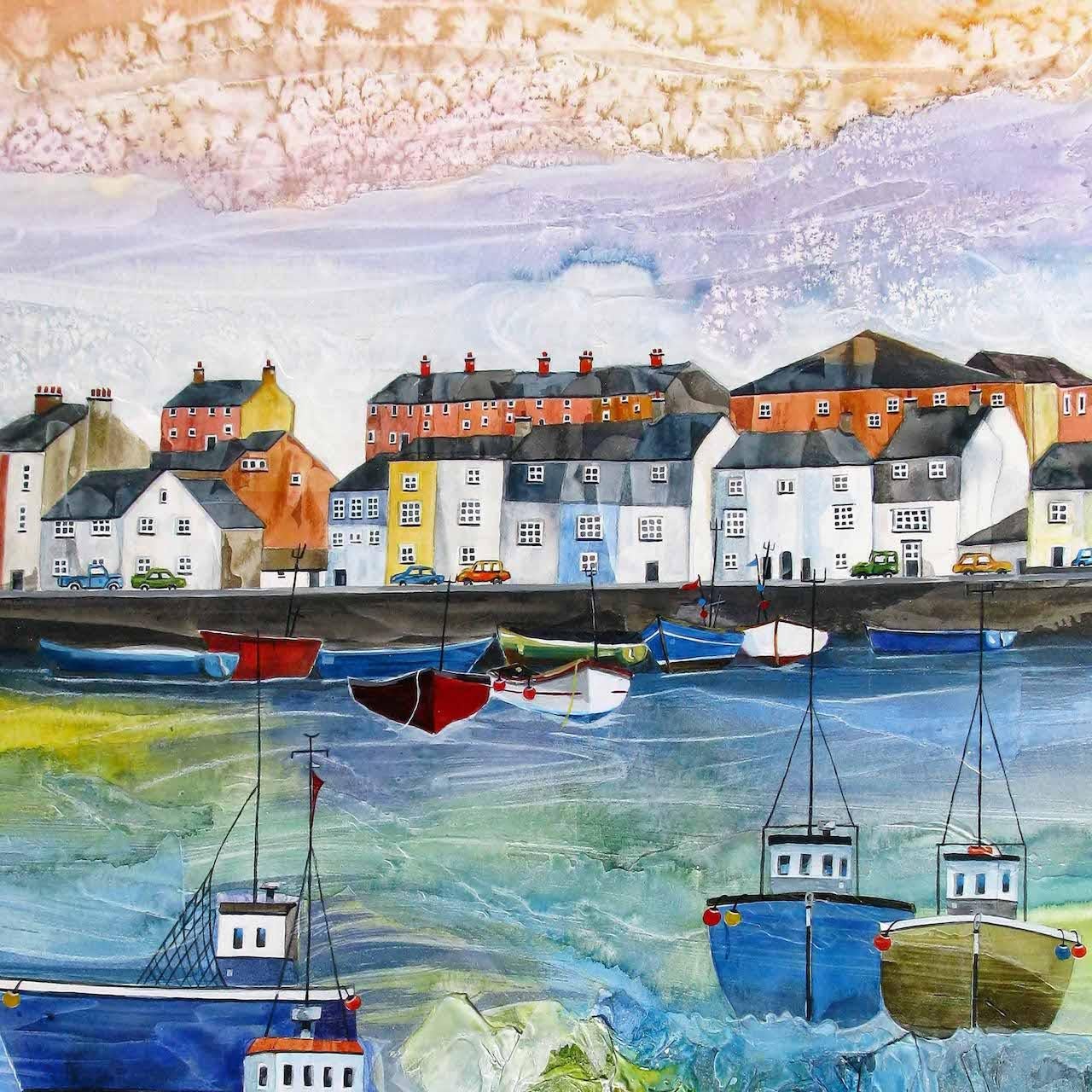 Anya Simmons, Weymouth Harbour, Originale Bootskunst, Bright Devonshire Gemälde im Angebot 6