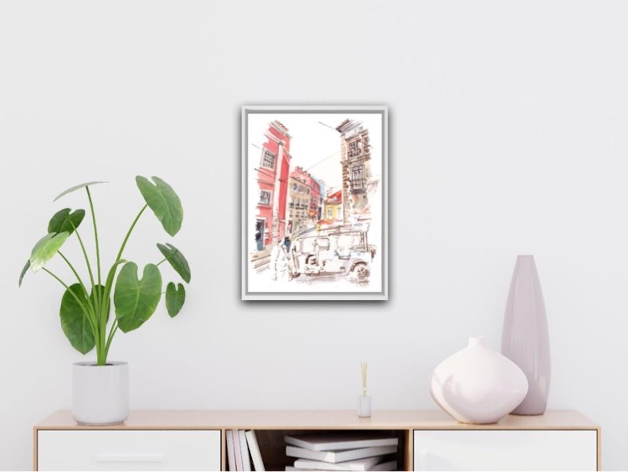 Gary Wing, Calle Lisboa, Pintura arquitectónica original, Arte asequible en venta 6
