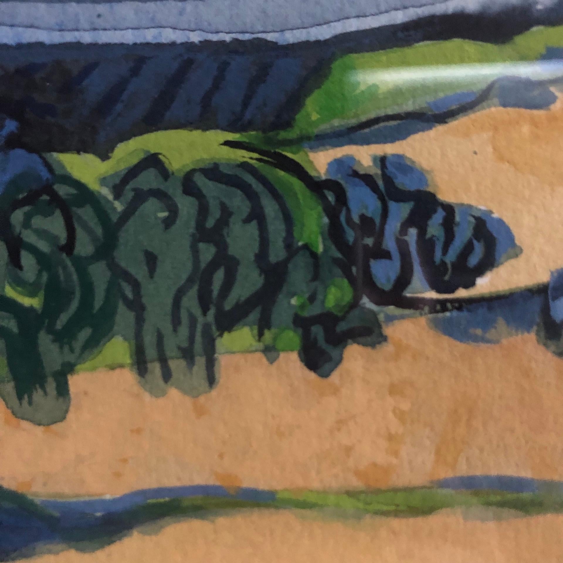 Rosie Phipps, Cotswold Light, Original Watercolour Landscape Painting For Sale 2