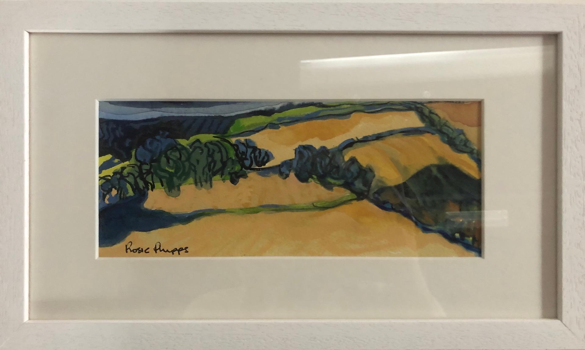 Rosie Phipps, Cotswold Light, peinture originale à l'aquarelle de paysage en vente 1