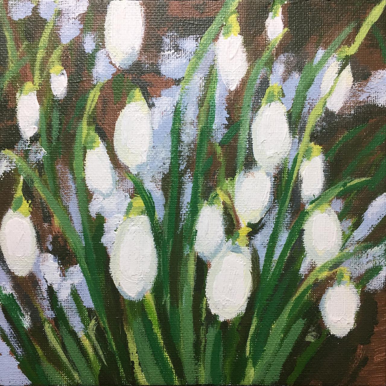 how to paint snowdrops